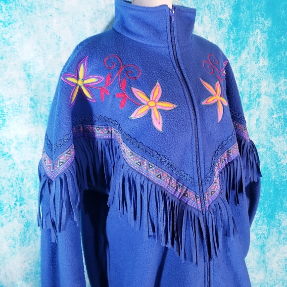 Vintage Jackets & Coats Vtg 8s Rafael Southwestern Fringe Fleece